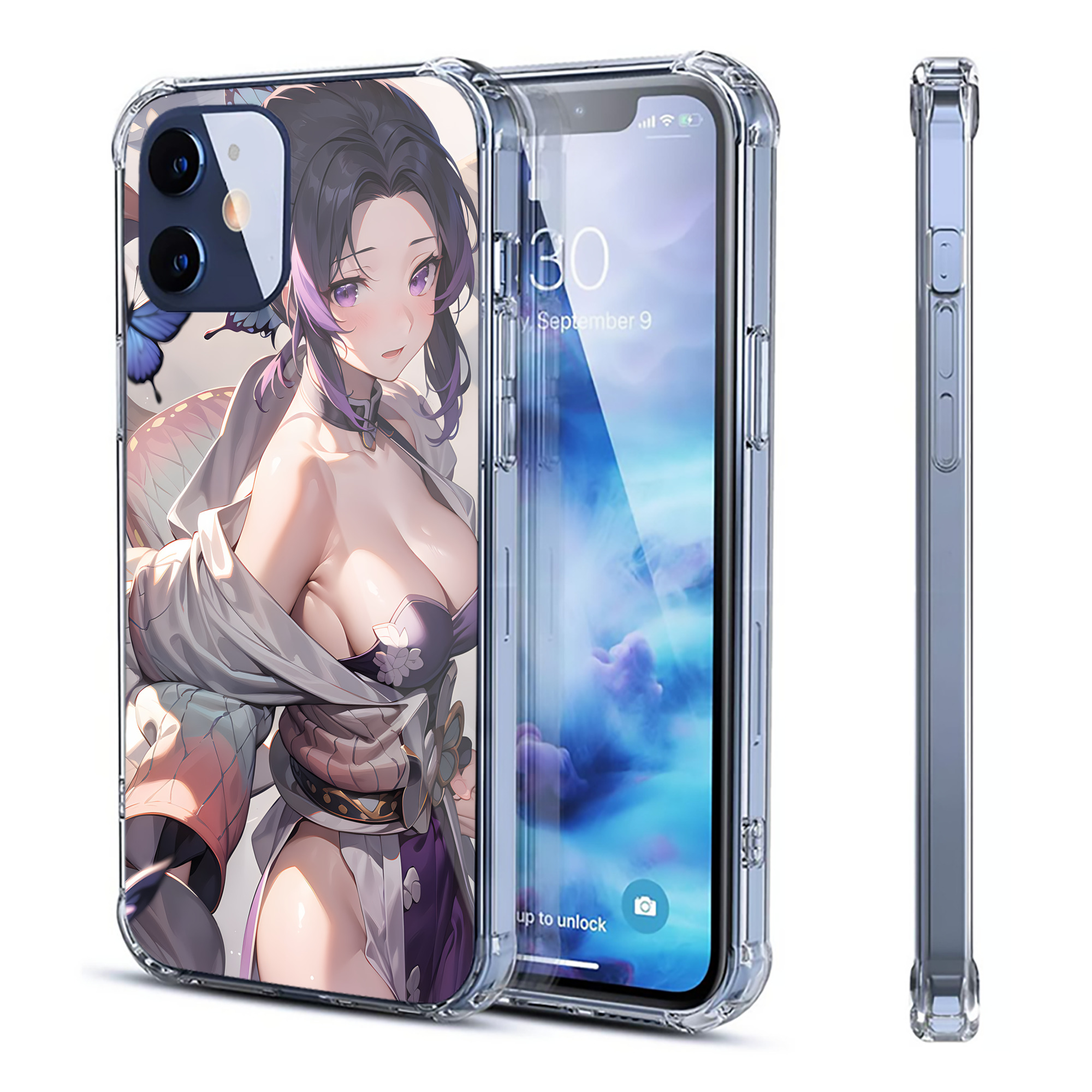 （画像用） 鬼滅の刃（きめつのやいば）蟲柱-胡蝶 しのぶ／こちょう しのぶ Kochou Shinobu 【iPhone 12シリーズ対応】透明スマホケース（クリアソフトケース）